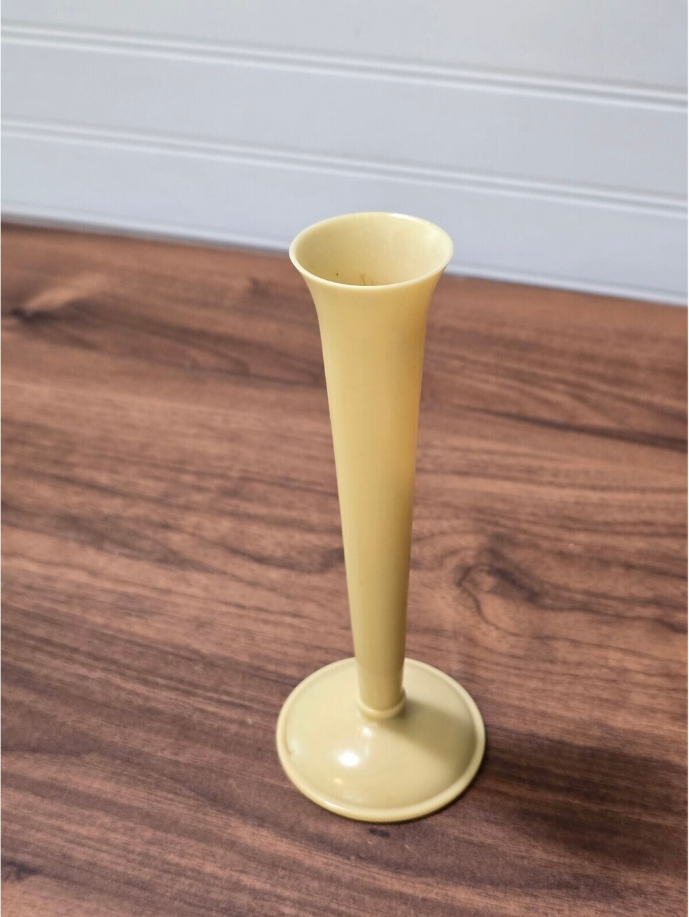 Vintage Cream Celluloid Bud Vase 9" Art Deco Trumpet Style Vanity Decor